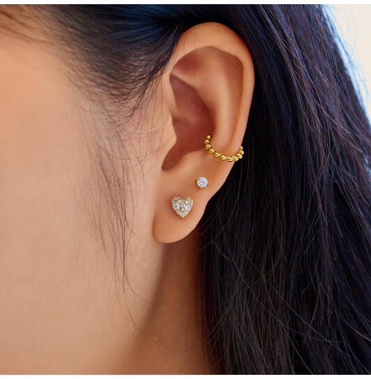  Starlit Drops - Ear studs - Silver / 14kt GP - Zirconia